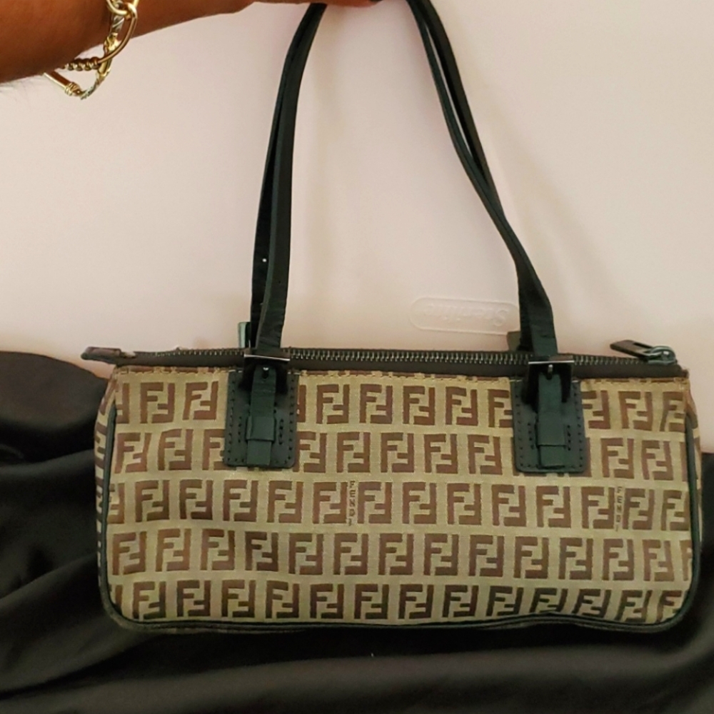 Fendi Small Zuccino Pochette Vintage Canvas Handbag